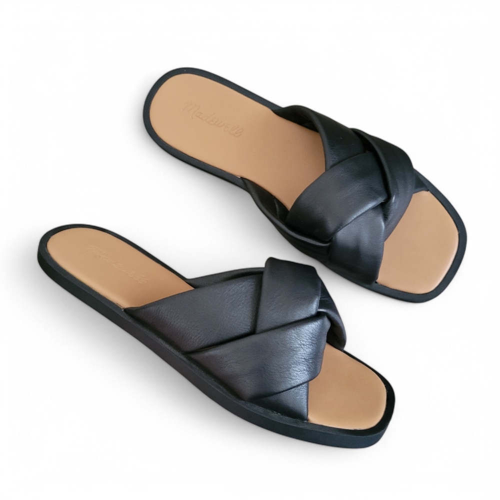 Madewell Jayna Genuine Leather Slip On Braided Slide Sandals size 7.5